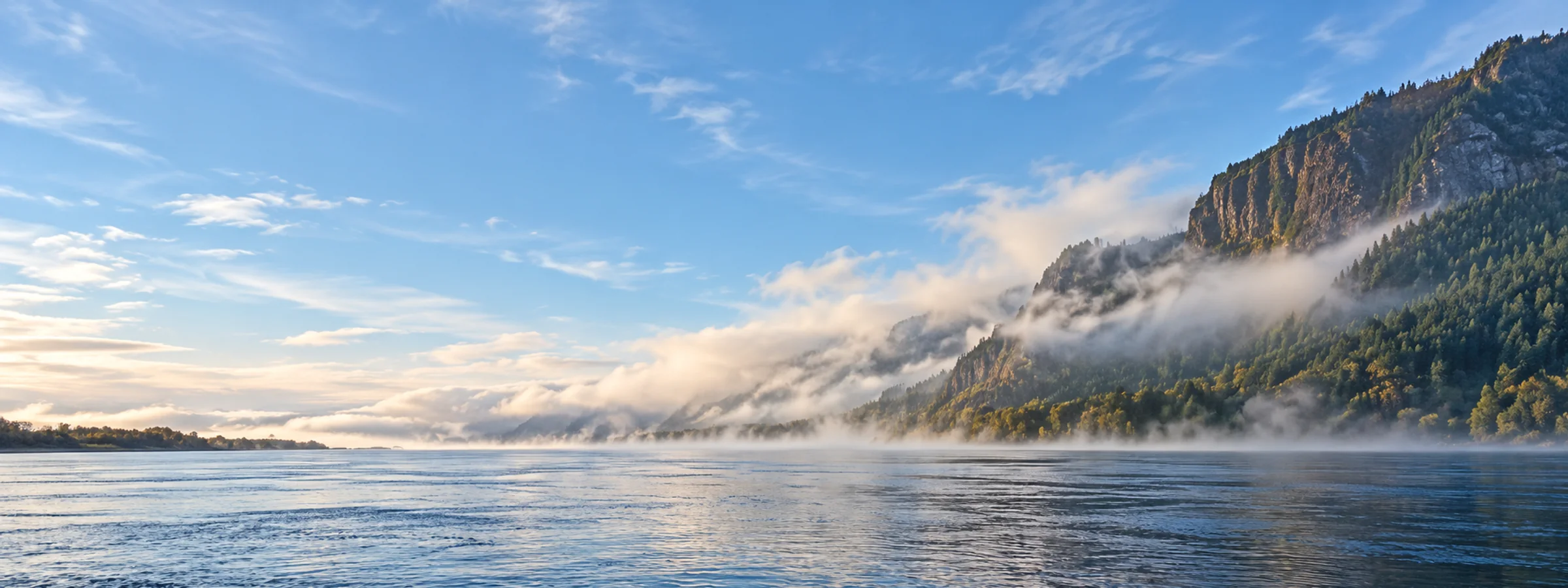 Morning fog lifting off the Columbia River